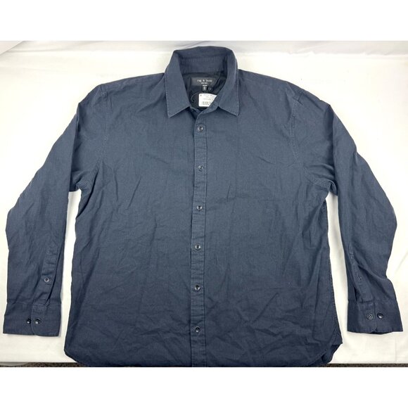 NWT RAG & BONE Griffin Hemp-Cotton Button Up Shirt Navy Size XL $268 - Picture 1 of 9